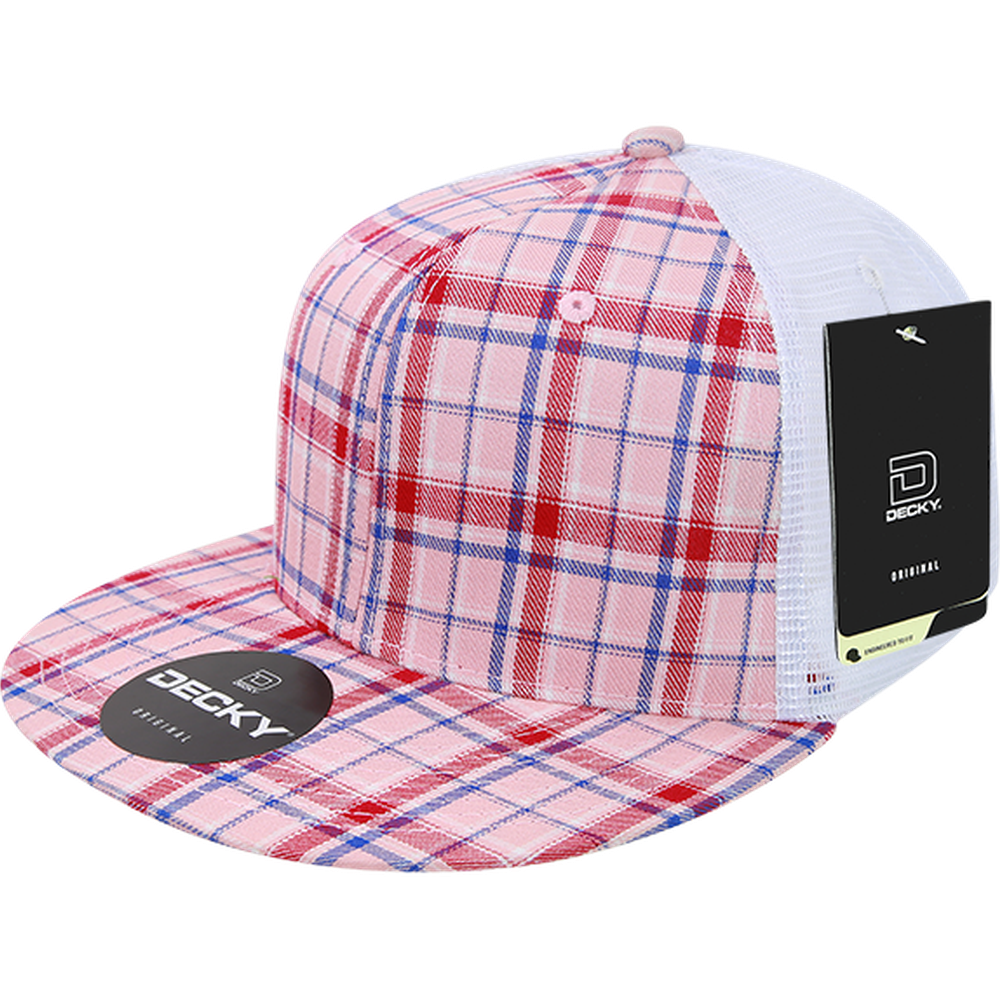 Decky-6015-6 Panel High Profile Structured Plaid Trucker