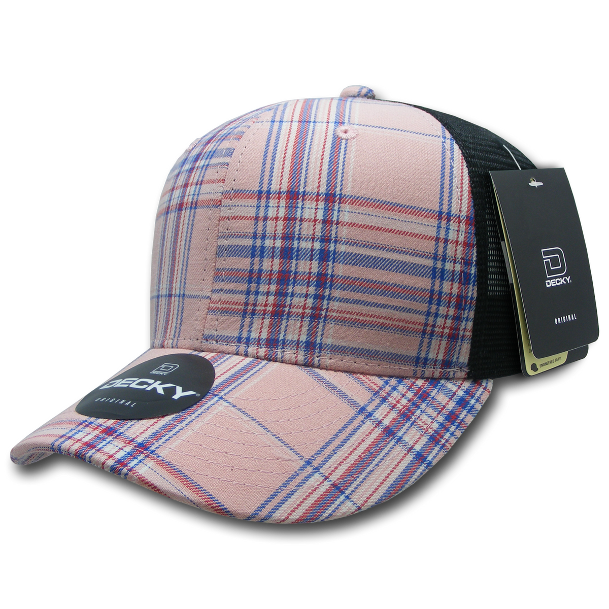 Decky-6018-6 Panel Mid Profile Structured Plaid Trucker