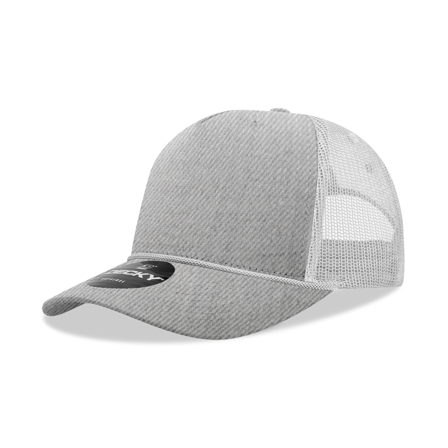 Decky-6040-5 Panel Mid Profile Structured Cotton/Poly Blend Trucker w/Rope