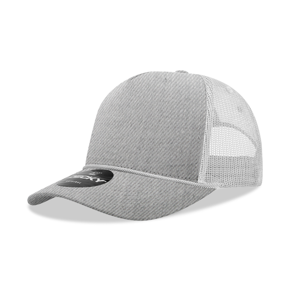 Decky-6040-5 Panel Mid Profile Structured Cotton/Poly Blend Trucker w/Rope