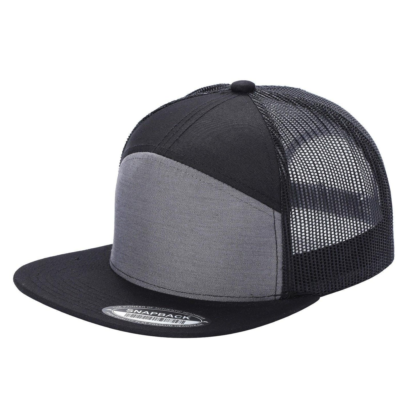 WAYCAP 7FTM 7 Panel Flat Bill Trucker Cap Mesh Back