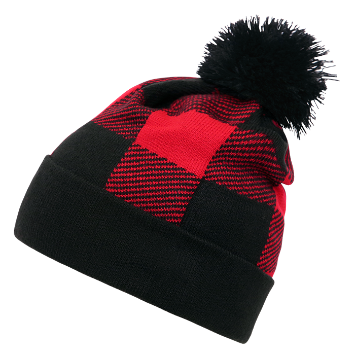 Decky-8028-Plaid Pom Beanie