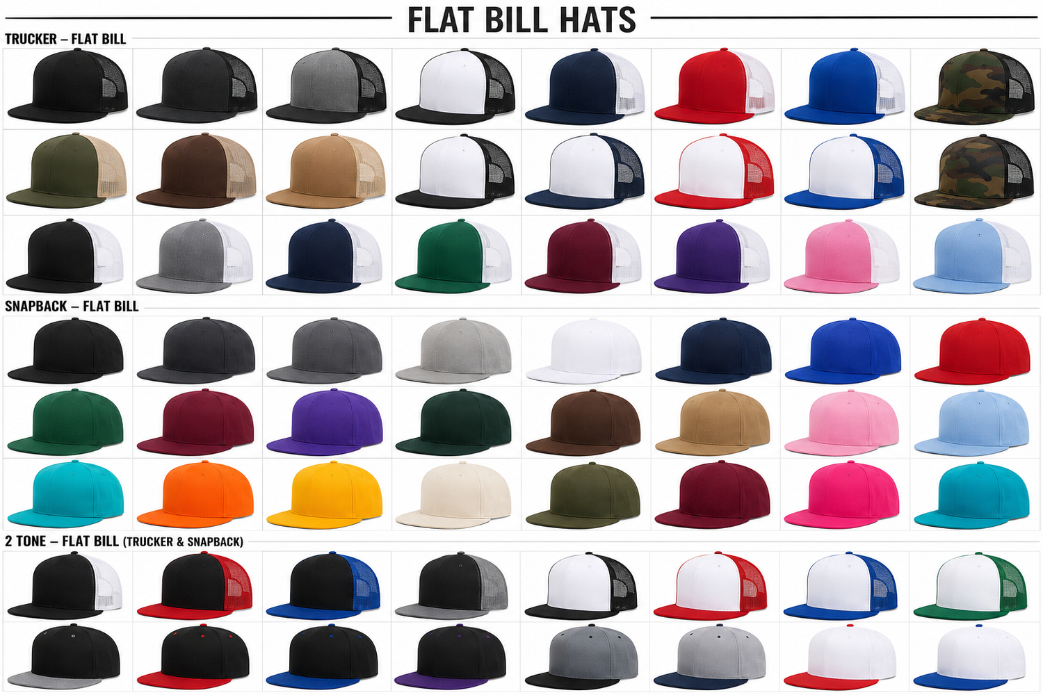 Flat bill Hats