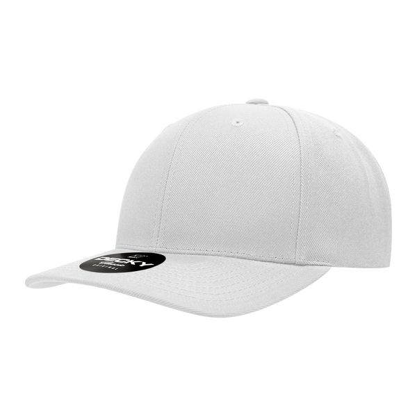 Decky-1015-6 Panel Mid Profile Structured Acrylic/Polyester Snapback - White