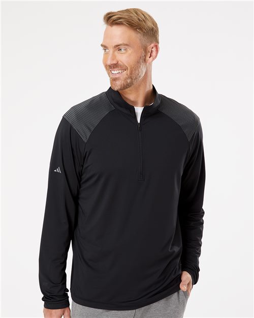 adidas A520 Men's Ultimate365 Lightweight Shoulder Stripe Quarter-Zip Pullover - style view