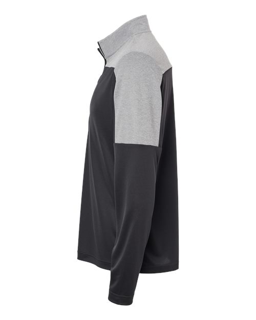 adidas A552 Men's Ultimate365 Lightweight Colorblocked Quarter-Zip Pullover - Black/ Grey Three Melange - DirectSide