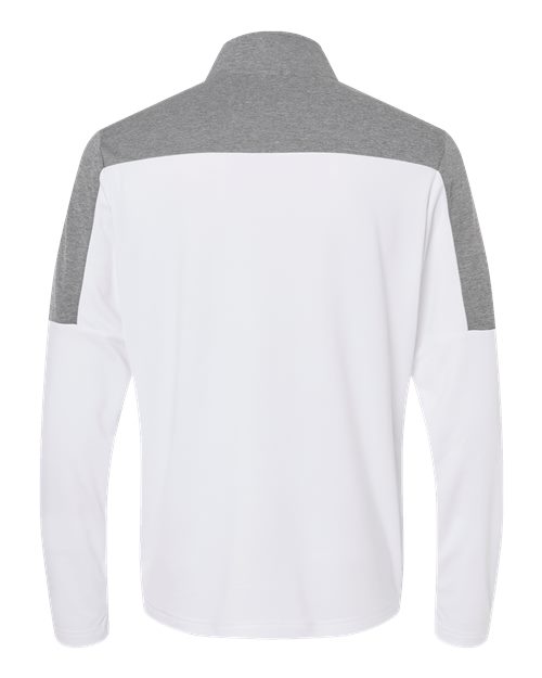 adidas A552 Men's Ultimate365 Lightweight Colorblocked Quarter-Zip Pullover - White/ Grey Three Melange - Back