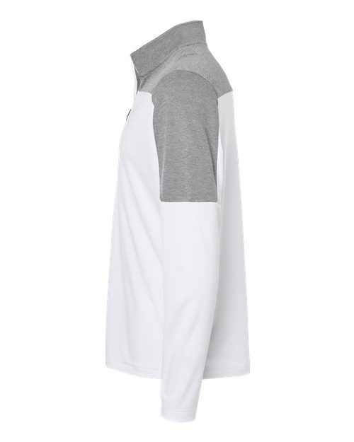 adidas A552 Men's Ultimate365 Lightweight Colorblocked Quarter-Zip Pullover - White/ Grey Three Melange - DirectSide