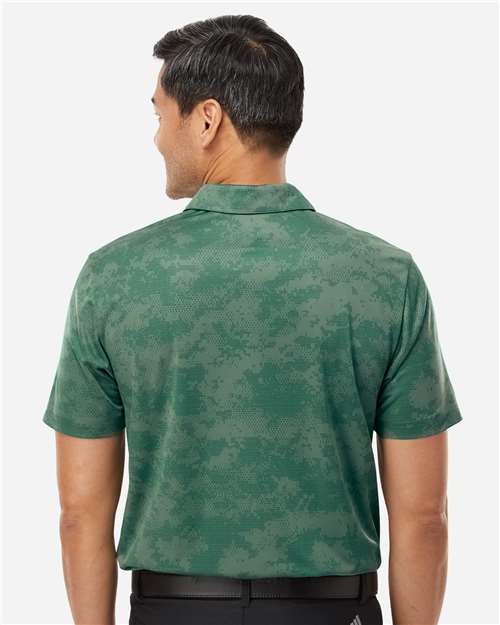 adidas A550 Men's All Over Camo Print Polo - Green Oxide - OnModelBack