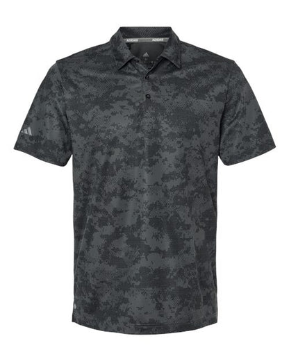 adidas A550 Men's All Over Camo Print Polo - Grey Six - Front