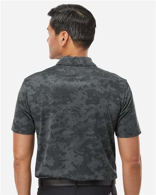 adidas A550 Men's All Over Camo Print Polo - Grey Six - OnModelBack