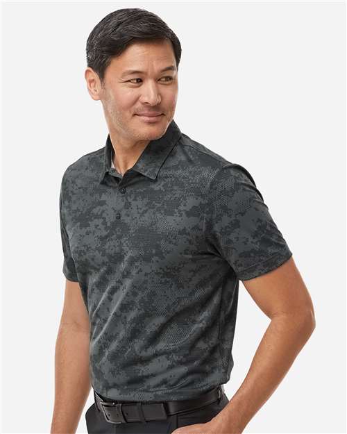 adidas A550 Men's All Over Camo Print Polo - Grey Six - OnModelSide