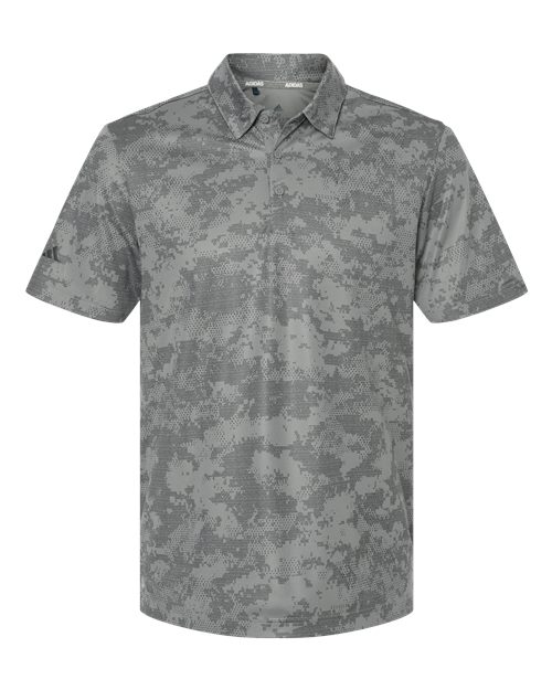 adidas A550 Men's All Over Camo Print Polo - Grey Three - Front