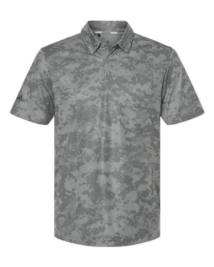adidas A550 Men's All Over Camo Print Polo - Grey Three - Front