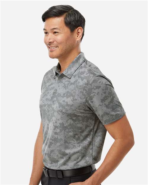 adidas A550 Men's All Over Camo Print Polo - Grey Three - OnModelSide