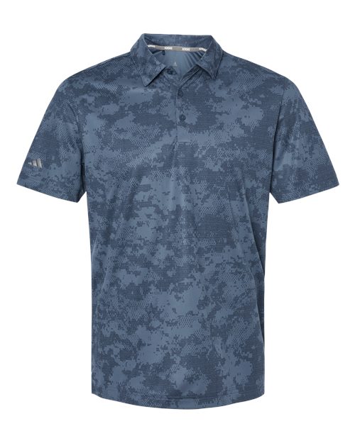 adidas A550 Men's All Over Camo Print Polo - Tech Ink - Front