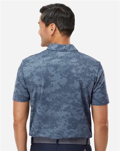 adidas A550 Men's All Over Camo Print Polo - Tech Ink - OnModelBack