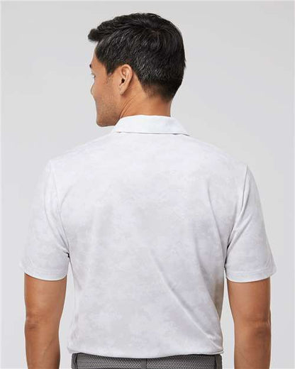 adidas A550 Men's All Over Camo Print Polo - White - OnModelBack