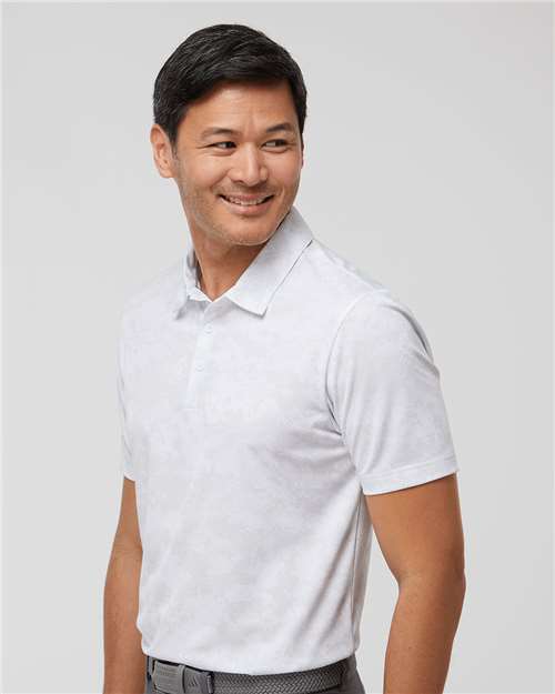 adidas A550 Men's All Over Camo Print Polo - White - OnModelSide
