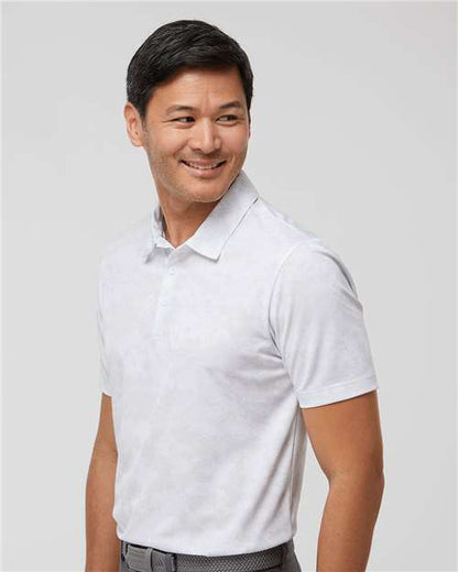adidas A550 Men's All Over Camo Print Polo - White - OnModelSide
