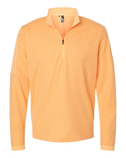 adidas A554 Men's 3-Stripes Quarter-Zip Sweater Pullover - Acid Orange Melange - Front