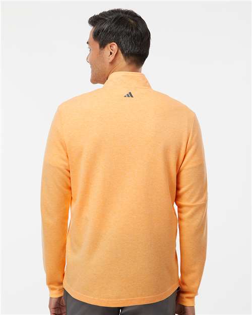 adidas A554 Men's 3-Stripes Quarter-Zip Sweater Pullover - Acid Orange Melange - OnModelBack