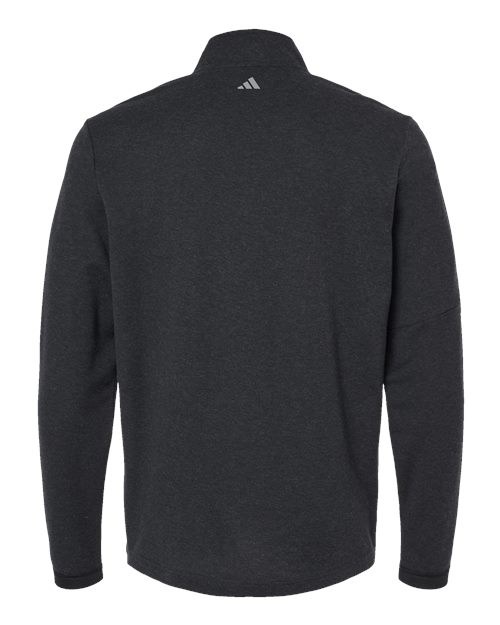adidas A554 Men's 3-Stripes Quarter-Zip Sweater Pullover - Black Melange - Back