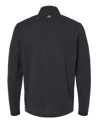 adidas A554 Men's 3-Stripes Quarter-Zip Sweater Pullover - Black Melange - Back
