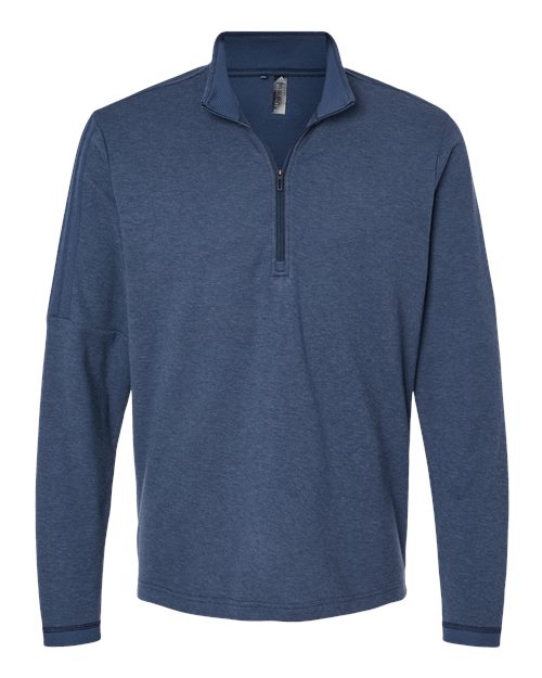adidas A554 Men's 3-Stripes Quarter-Zip Sweater Pullover - Collegiate Navy Melange - Front