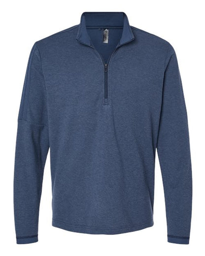 adidas A554 Men's 3-Stripes Quarter-Zip Sweater Pullover - Collegiate Navy Melange - Front