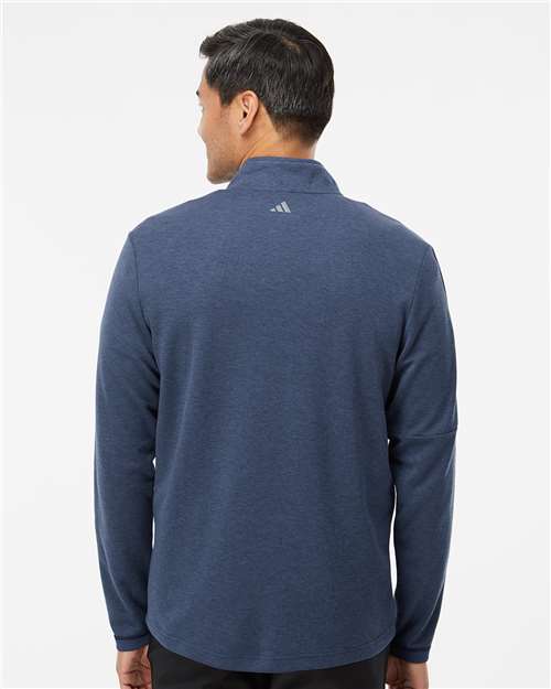adidas A554 Men's 3-Stripes Quarter-Zip Sweater Pullover - Collegiate Navy Melange - OnModelBack