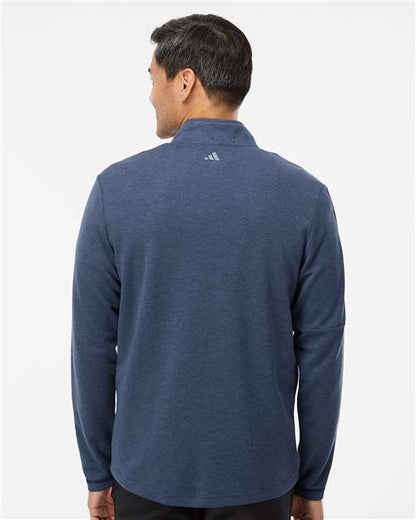 adidas A554 Men's 3-Stripes Quarter-Zip Sweater Pullover - Collegiate Navy Melange - OnModelBack