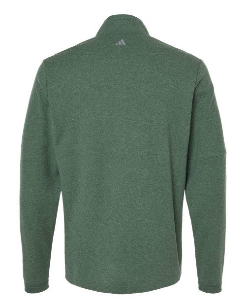adidas A554 Men's 3-Stripes Quarter-Zip Sweater Pullover - Green Oxide Melange - Back