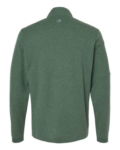 adidas A554 Men's 3-Stripes Quarter-Zip Sweater Pullover - Green Oxide Melange - Back