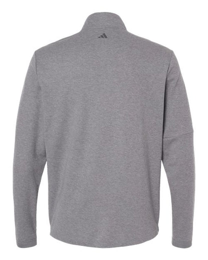 adidas A554 Men's 3-Stripes Quarter-Zip Sweater Pullover - Grey Three Melange - Back