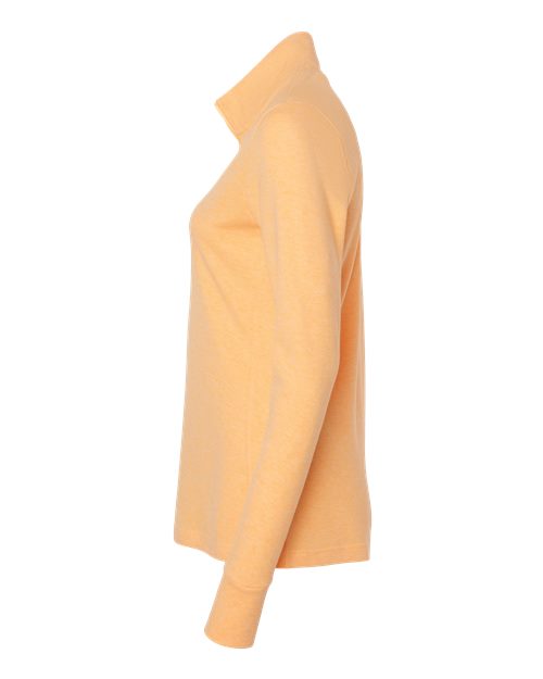 adidas A555 Women's 3-Stripes Quarter-Zip Sweater Pullover - Acid Orange Melange - DirectSide