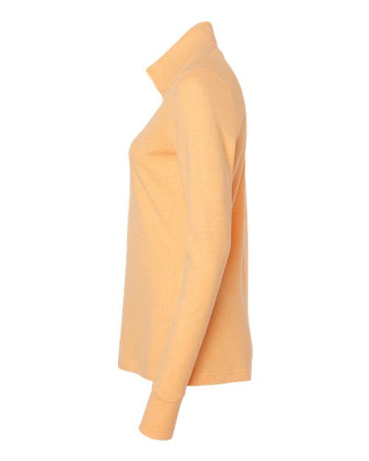 adidas A555 Women's 3-Stripes Quarter-Zip Sweater Pullover - Acid Orange Melange - DirectSide