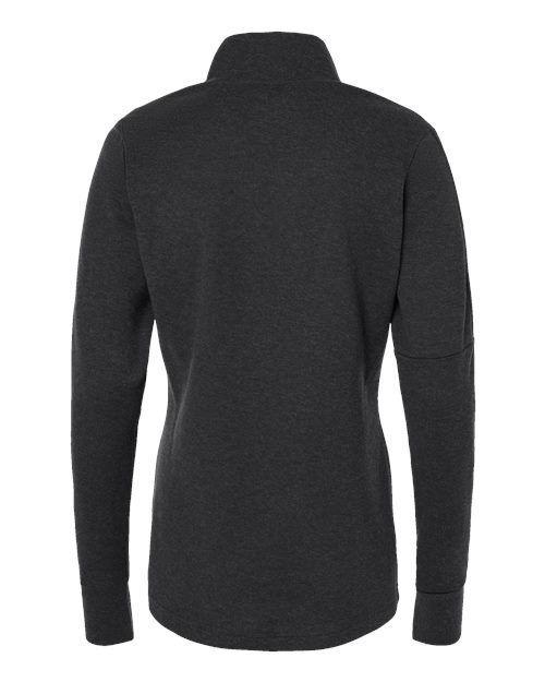 adidas A555 Women's 3-Stripes Quarter-Zip Sweater Pullover - Black Melange - Back