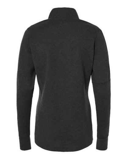 adidas A555 Women's 3-Stripes Quarter-Zip Sweater Pullover - Black Melange - Back