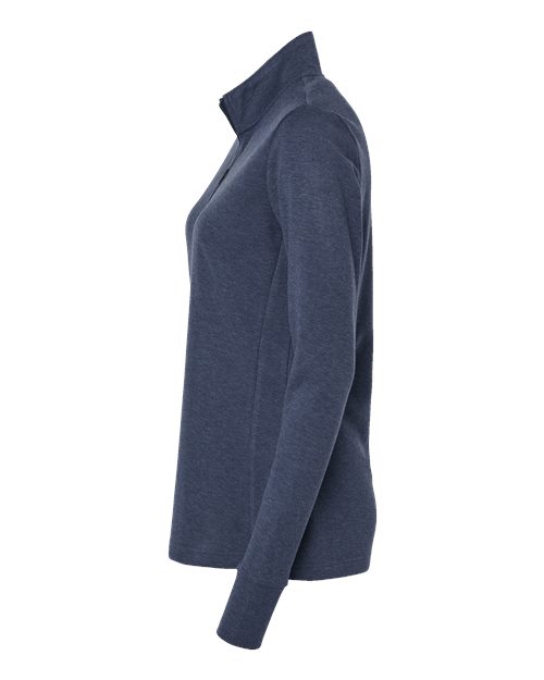 adidas A555 Women's 3-Stripes Quarter-Zip Sweater Pullover - Collegiate Navy Melange - DirectSide
