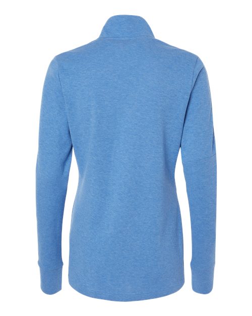 adidas A555 Women's 3-Stripes Quarter-Zip Sweater Pullover - Focus Blue Melange - Back