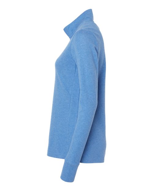 adidas A555 Women's 3-Stripes Quarter-Zip Sweater Pullover - Focus Blue Melange - DirectSide