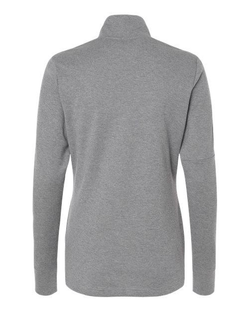 adidas A555 Women's 3-Stripes Quarter-Zip Sweater Pullover - Grey Three Melange - Back