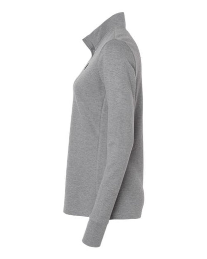 adidas A555 Women's 3-Stripes Quarter-Zip Sweater Pullover - Grey Three Melange - DirectSide