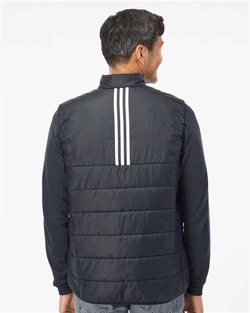 adidas A572 Men's Puffer Full-Zip Vest - Black - OnModelBack