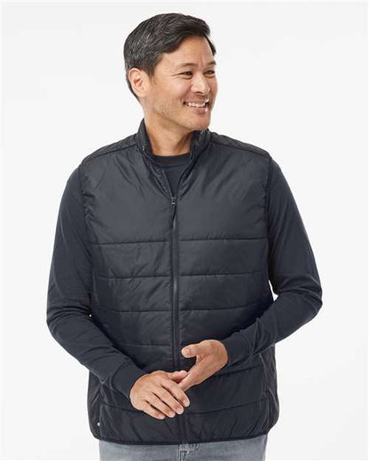 adidas A572 Men's Puffer Full-Zip Vest - Black - OnModelFront