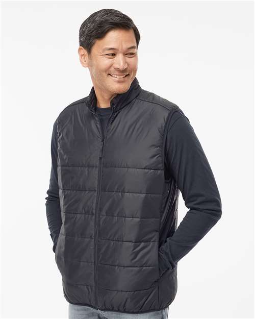 adidas A572 Men's Puffer Full-Zip Vest - Black - OnModelSide