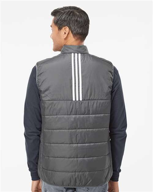 adidas A572 Men's Puffer Full-Zip Vest - Grey Five - OnModelBack