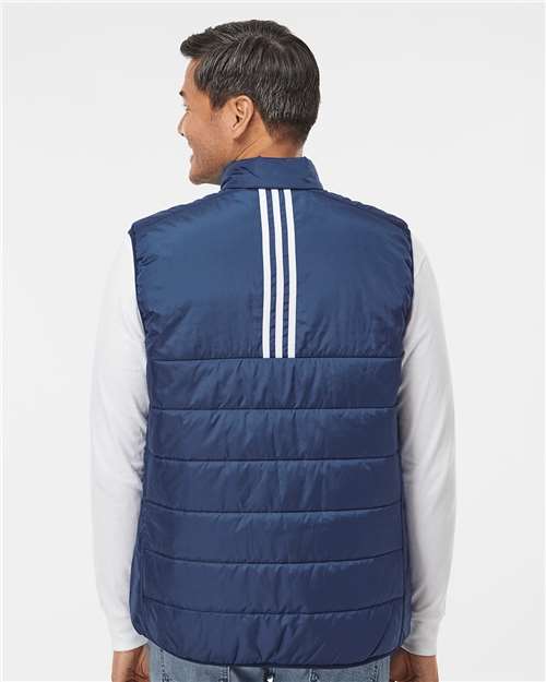 adidas A572 Men's Puffer Full-Zip Vest - Team Navy Blue - OnModelBack