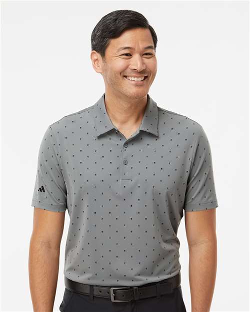 adidas A574 Men's Ultimate365 Pine Tree Polo - Grey Three/ Black - OnModelFront